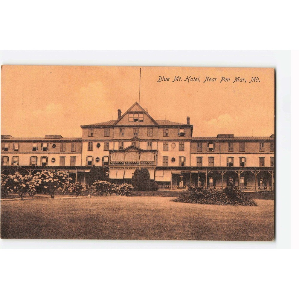 Vintage Blue Mountain Hotel Postcard Pen Mar Maryland Undivided Back 1183 G